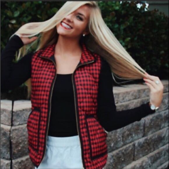 J.Crew Plaid Down Filled Quilted Puffer Vest S - Picture 1 of 7